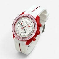 Bracelet MoonSwatch en Caoutchouc (une bande) Blanc Rouge