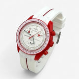 Bracelet MoonSwatch en Caoutchouc (une bande) Blanc Rouge