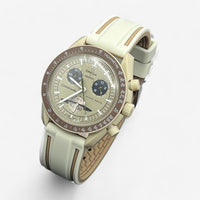 Bracelet Moonswatch Mission to Saturn Caoutchouc 2 Bandes : Blanc Marron