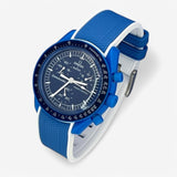 Bracelet Moonswatch Mission to Neptune Caoutchouc Premium 2 couleurs: Bleu Blanc