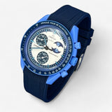 Bracelet MoonSwatch en Caoutchouc Texturé Premium Uni Blue Moon: Bleu Marine