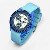 Bracelet Moonswatch Mission to the Super Blue Moonphase Caoutchouc Premium uni: Bleu Cyan