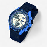 Bracelet Moonswatch Mission to the Super Blue Moonphase Autres: Cuir Nato Toile Acier Toile: Bleu Marine