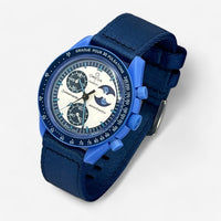Bracelet MoonSwatch Nato Lisse Blue Moon: Bleu Marine