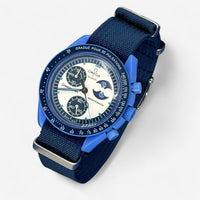 Bracelet Moonswatch Mission to the Super Blue Moonphase Autres: Cuir Nato Toile Acier Nato uni: Bleu Marine