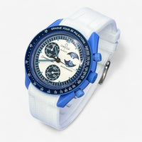 Bracelet MoonSwatch en Caoutchouc Texturé Premium Uni Blue Moon: Blanc