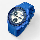 Bracelet Moonswatch Mission to the Super Blue Moonphase Caoutchouc Premium : Bleu Blanc