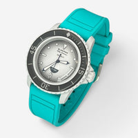 Bracelet Blancpain x Swatch Premium en Caoutchouc Antarctic: Bleu Cyan