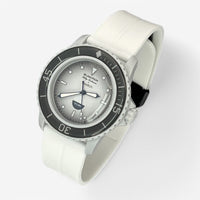 Bracelet Blancpain x Swatch en Caoutchouc à Clips Antarctic: Blanc Noir