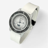 Bracelet Blancpain x Swatch en Caoutchouc à Clips Antarctic: Blanc Noir