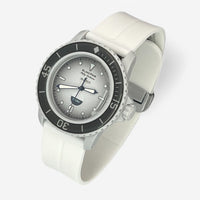 Bracelet Blancpain x Swatch en Caoutchouc à Clips Antarctic: Blanc Argent