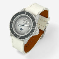 Bracelet Blancpain x Swatch en Cuir Texturé Antarctic: Blanc