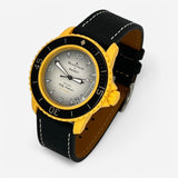 Bracelet Blancpain x Swatch en Cuir Texturé Pacific: Noir Blanc