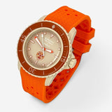 Bracelet Blancpain x Swatch en Caoutchouc à Carreaux Orange