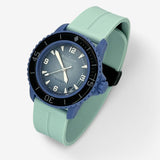 Bracelet Blancpain x Swatch en Caoutchouc à Clips Atlantic: Bleu Cyan Noir