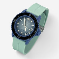 Bracelet Blancpain x Swatch en Caoutchouc à Clips Atlantic: Bleu Cyan Argent