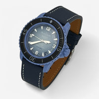 Bracelet Blancpain x Swatch en Cuir Texturé Bleu Marine Blanc