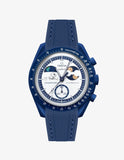 Bracelet Moonswatch Mission to Earthphase - Moonshine Gold Caoutchouc Premium : Bleu Marine