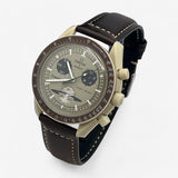 Bracelet Moonswatch Mission to Saturn Cuir Marron