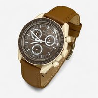 Bracelet MoonSwatch en Cuir Véritable Uni Desert: Marron