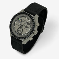 Bracelet MoonSwatch en Cuir Lisse Earthphase: Noir