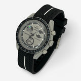Bracelet MoonSwatch en Caoutchouc Premium une bande Earthphase: Noir Blanc