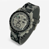 Bracelet MoonSwatch en Caoutchouc Militaire Earthphase: Noir