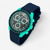 Bracelet MoonSwatch en Caoutchouc Texturé Premium Uni Polar Lights: Bleu Marine