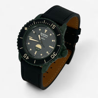 Bracelet Blancpain x Swatch en Cuir Texturé Green Abyss: Noir + Boucle Noire