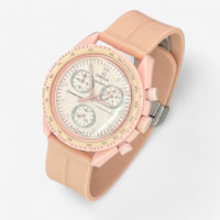 Bracelet MoonSwatch en Caoutchouc Rainuré à Clips Venus: Rose Argent