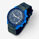 Bracelet Moonswatch Mission to Neptune Caoutchouc Militaire: Bleu