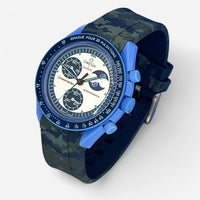 Bracelet Moonswatch Mission to the Super Blue Moonphase Caoutchouc Militaire: Bleu