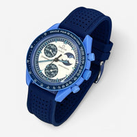 Bracelet Moonswatch Mission to the Super Blue Moonphase Caoutchouc Premium perforé: Bleu