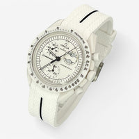 Bracelet Moonswatch Mission to the Moonphase - Full Moon - Snoopy Caoutchouc Premium 1 Bande: Blanc Noir