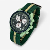 Bracelet Moonswatch Mission On Earth Autres: Cuir Nato Toile Nato lisse : Vert Bleuté Beige