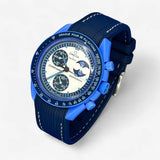 Bracelet MoonSwatch en Caoutchouc Premium Blue Moon: Bleu Marine Blanc