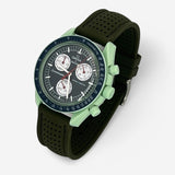 Bracelet MoonSwatch Premium en Caoutchouc Perforé Earth: Vert