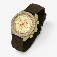 Bracelet MoonSwatch Premium en Caoutchouc Perforé Jupiter: Marron