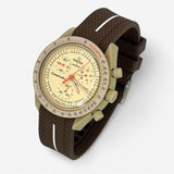 Bracelet Moonswatch Mission to Jupiter Caoutchouc Premium 1 bande: Marron Blanc