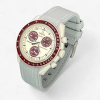 Bracelet MoonSwatch en Caoutchouc Premium Pluton: Gris Blanc