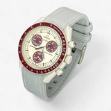 Bracelet MoonSwatch en Caoutchouc Premium Pluton: Gris Blanc