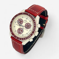 Bracelet Moonswatch Mission to Pluton Cuir Bordeaux