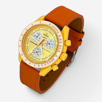 Bracelet Moonswatch Mission to the Sun Cuir Texturé : Orange