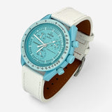 Bracelet Moonswatch Mission to Uranus Cuir Texturé : Blanc