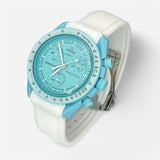 Bracelet MoonSwatch Premium en Caoutchouc à Clips Uranus : Blanc Blanc