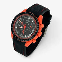 Bracelet MoonSwatch en Caoutchouc Premium Lava: Noir Rouge