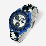 Bracelet MoonSwatch en Caoutchouc Militaire Blue Moon: Blanc