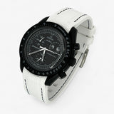 Bracelet Moonswatch Mission to the Moonphase - New Moon Caoutchouc Premium : Blanc Noir