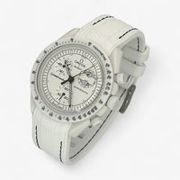 Bracelet MoonSwatch en Caoutchouc Premium Snoopy: Blanc Noir