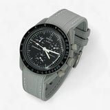 Bracelet MoonSwatch en Caoutchouc Premium Moon: Gris Blanc